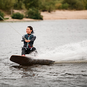 Woman wakeboarding