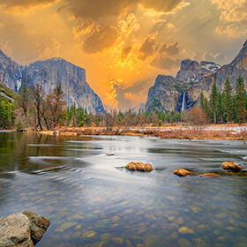 Yosemite National Park at sunset