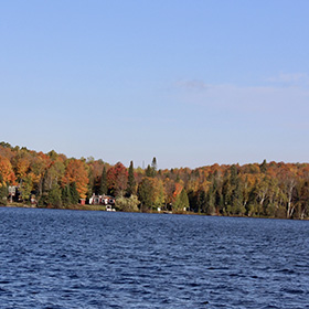 Fall foliage from a boat