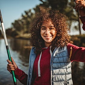 Young woman fishing