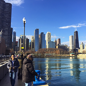 People urban fishing in Chicago