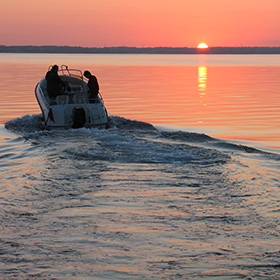 A boat at dusk