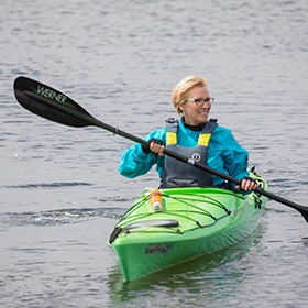 Woman in paddlecraft