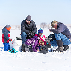 Family ice fishing