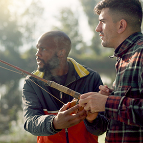 Two men fishing